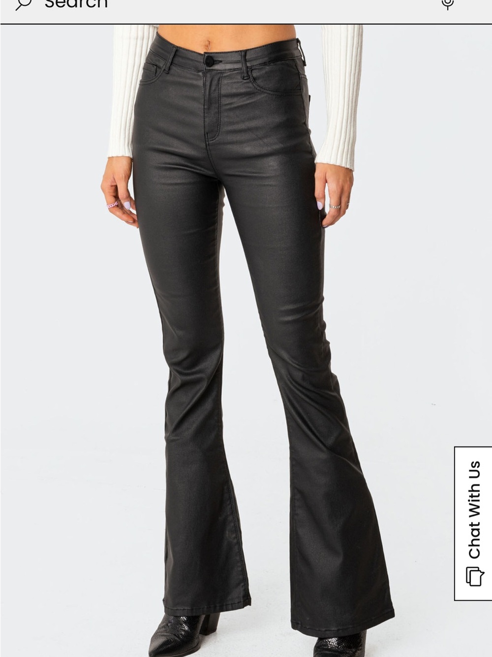 NWT edikted  Black Faux Leather Flared Pants